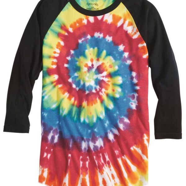 Three-Quarter Sleeve Raglan Tie-Dyed T-Shirt Thumbnail
