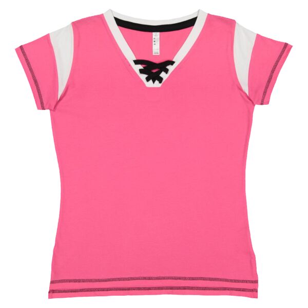 Women's Lace Up Fine Jersey Tee Thumbnail