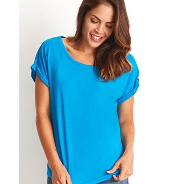 Women's Lightweight Cotton/Poly Roll Sleeve Dolman T-Shirt Thumbnail